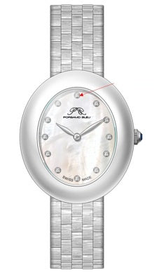 Porsamo Bleu Angelica Luxury Women's Oval Stainless Steel Watch, Silver Tone 1341AANS