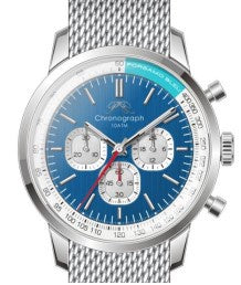 Porsamo Bleu Simon  Luxury Chronograph Men's Stainless Steel Watch, Silver, Blue 1321CSIS