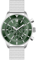Porsamo Bleu Brandon luxury chronograph men's stainless steel watch, silver, green 1011EBRS