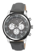 Arthur Men's Watch 22 mm Grey Genuine Leather Replacement Band With Silver Tone Buckle, 1091EARL