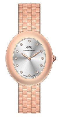 Porsamo Bleu Angelica Luxury Women's Oval Stainless Steel Watch, Rose Tone 1343CANS