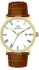 Porsamo Bleu Veritas1 Luxury Men's Diamond Watch Genuine Leather Band, Gold-Tone, Brown, 1361DVEL