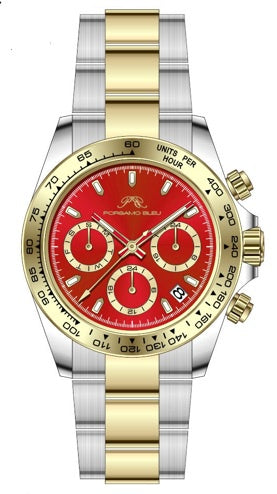 Porsamo Bleu Alexis Luxury Women's Stainless Steel Watch, Two Tone, Raspberry Red 925CALS