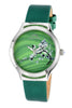 Porsmao Bleu Carmen luxury women's watch, satin covered genuine leather band, silver, green 992ACAL