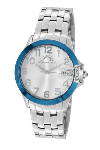Porsamo Bleu Olivia luxury women's stainless steel watch, silver, blue 982AOLS