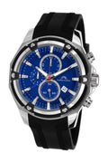 Porsamo Bleu Stavros Luxury Chronograph Men's Watch, Silicone Strap, Silver, Black, Blue 483ASTR