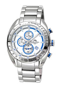 Porsamo Bleu Julien Luxury  Chronograph Men's Stainless Steel Watch, Silver, White, Blue 271BJUS
