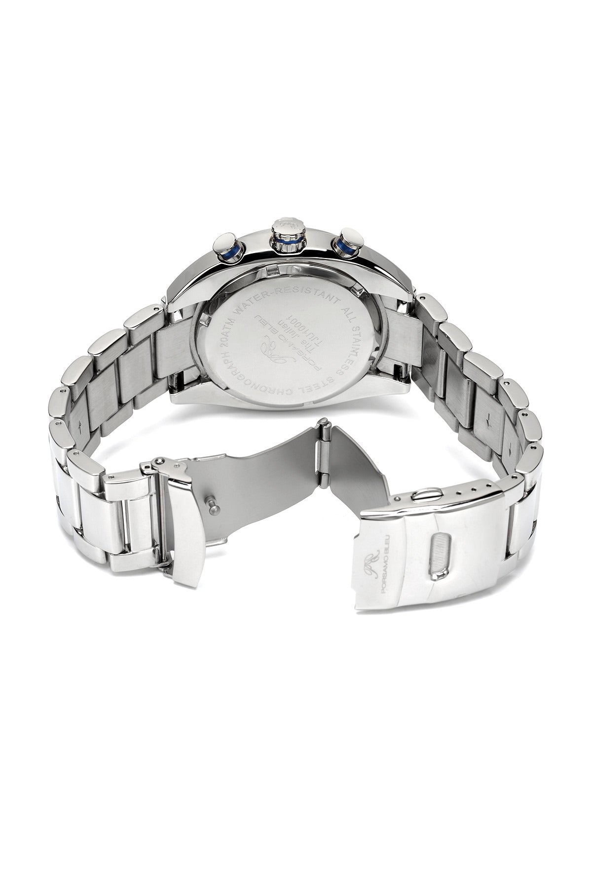 Porsamo Bleu Julien luxury  chronograph men's stainless steel watch, silver, white, blue 271BJUS