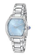 Porsamo Bleu Celine Luxury Tonneau Shaped  Women's Stainless Steel Watch, Silver, Baby Blue 1001CCES