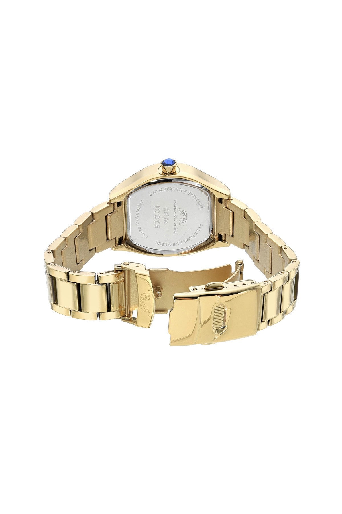 Porsamo Bleu Celine Luxury Tonneau Shaped Women's Stainless Steel Watch, Gold Tone 1001DCES