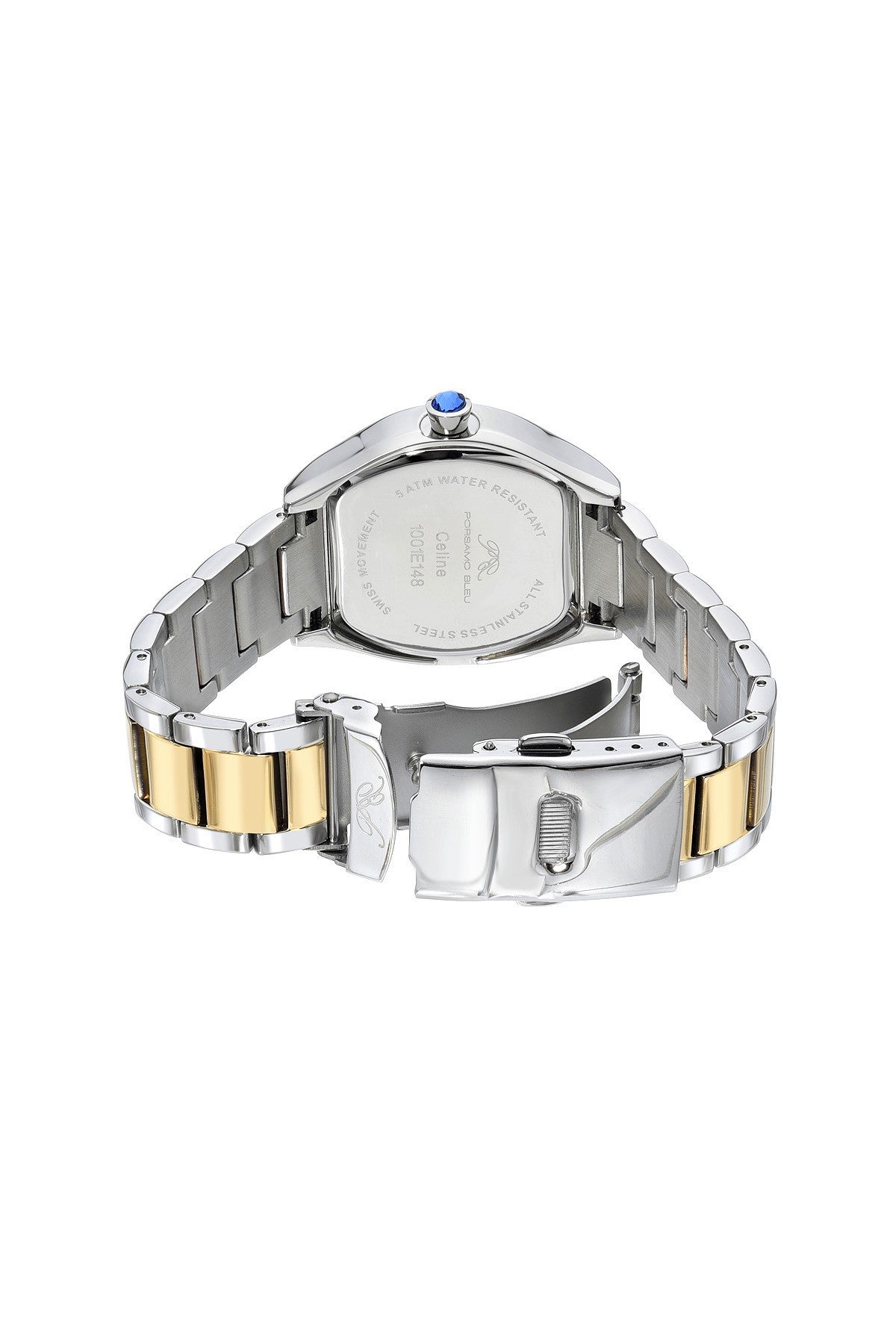 Porsamo Bleu Celine Luxury Tonneau Shaped Women's Stainless Steel Watch, Two Tone 1001ECES