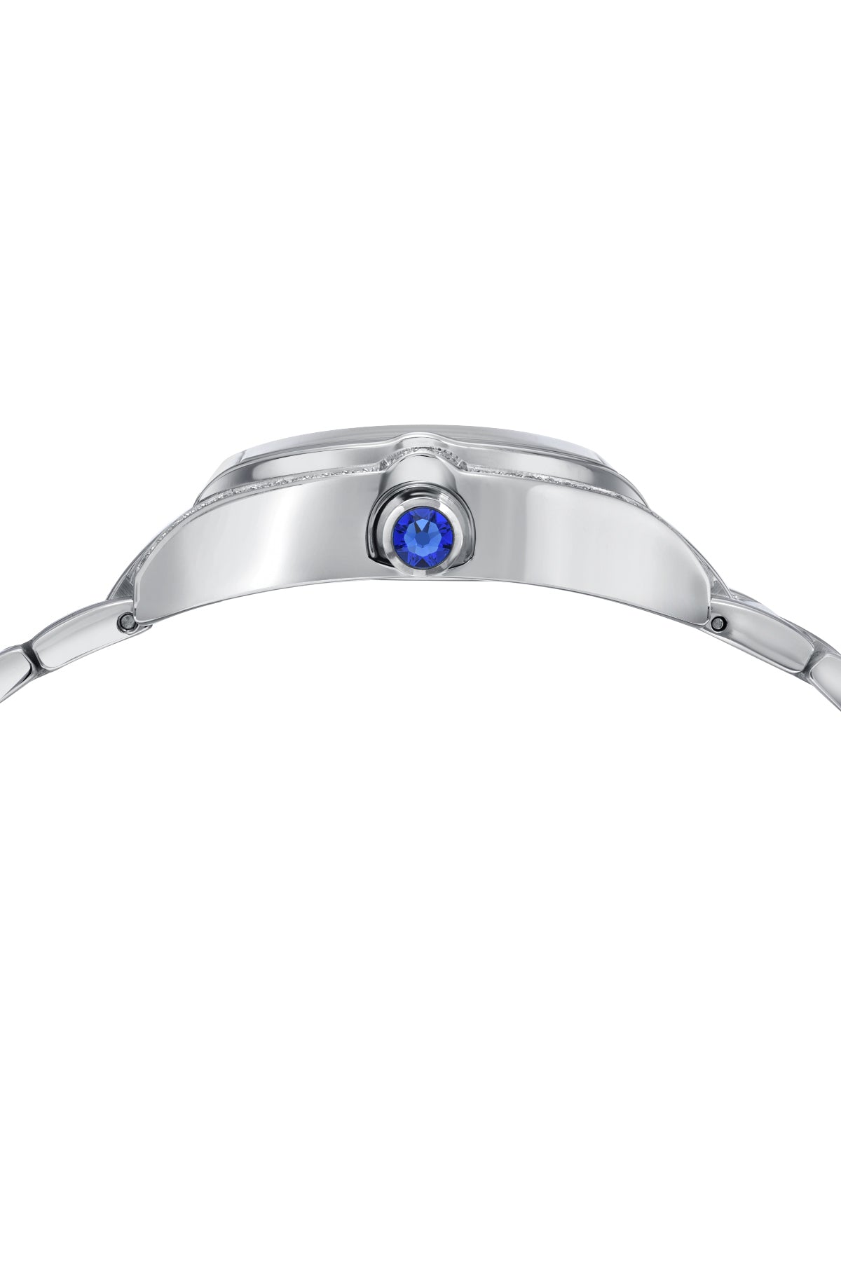 Porsamo Bleu Celine Luxury Tonneau Shaped  Women's Crystal Set Bezel Stainless Steel Watch, Silver, Baby Blue 1002CCES