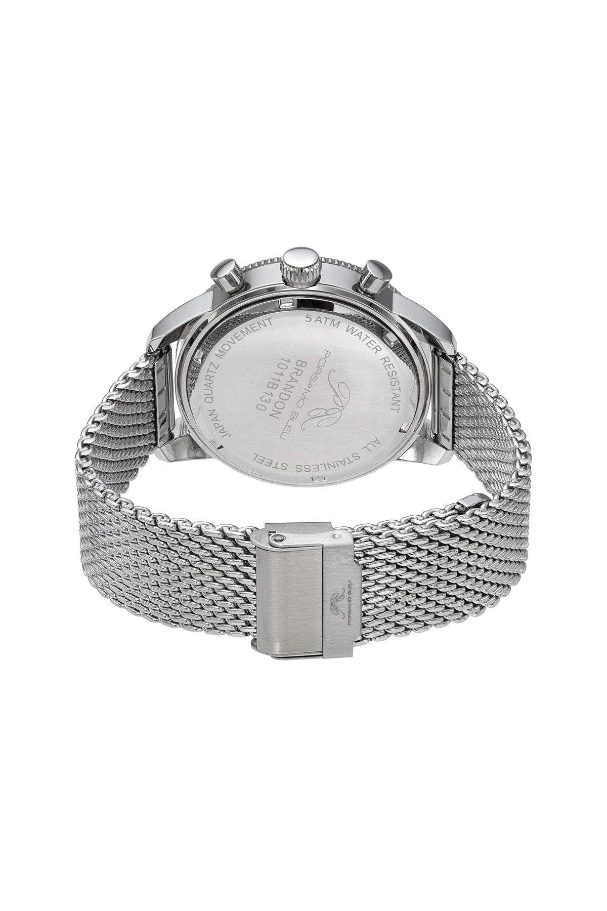 Porsamo Bleu Brandon Luxury Chronograph Men's Stainless Steel Watch, Silver, Black 1011BBRS