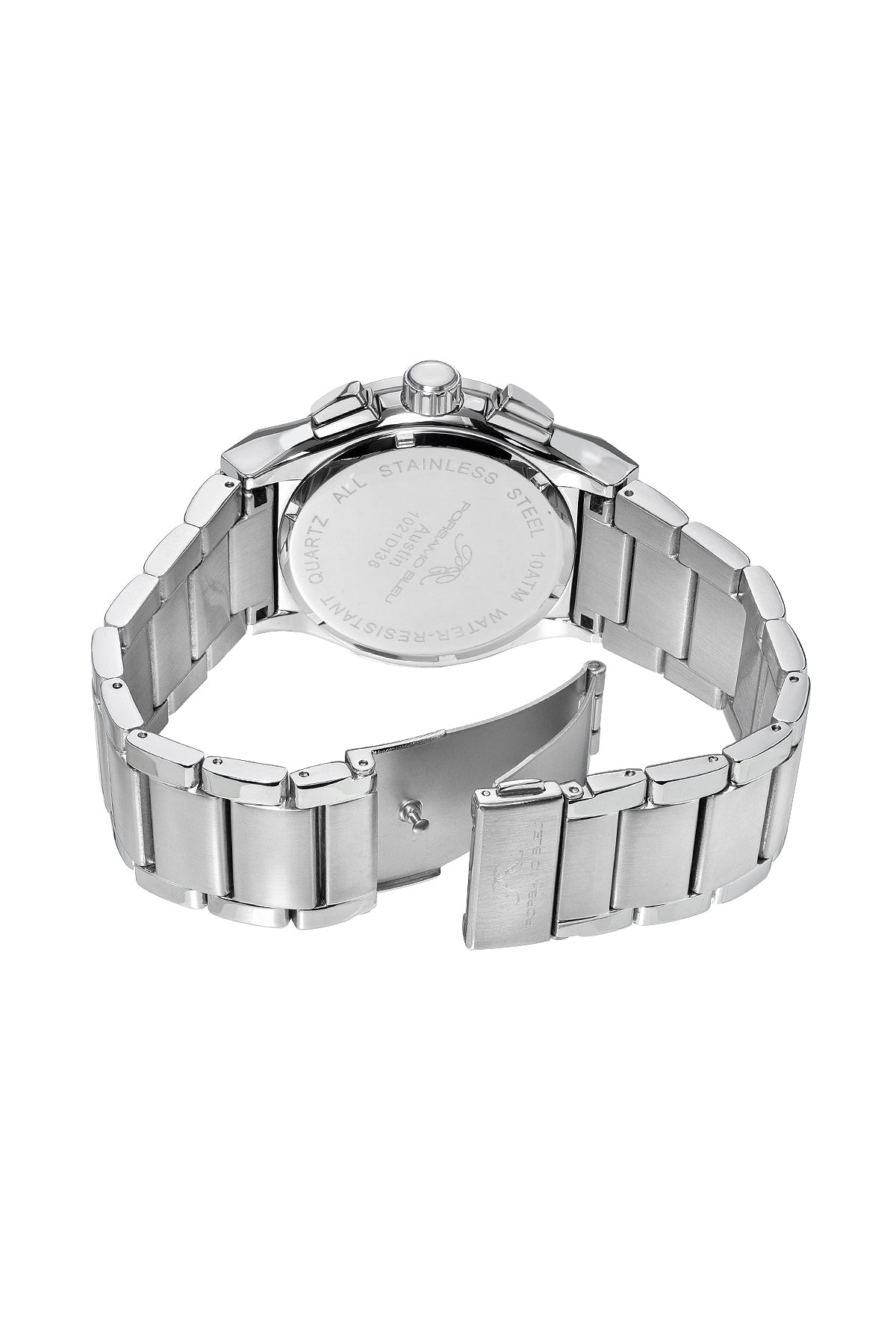 Porsamo Bleu Austin Luxury Chronograph Men's Stainless Steel Watch, Silver, Blue 1021DAUS