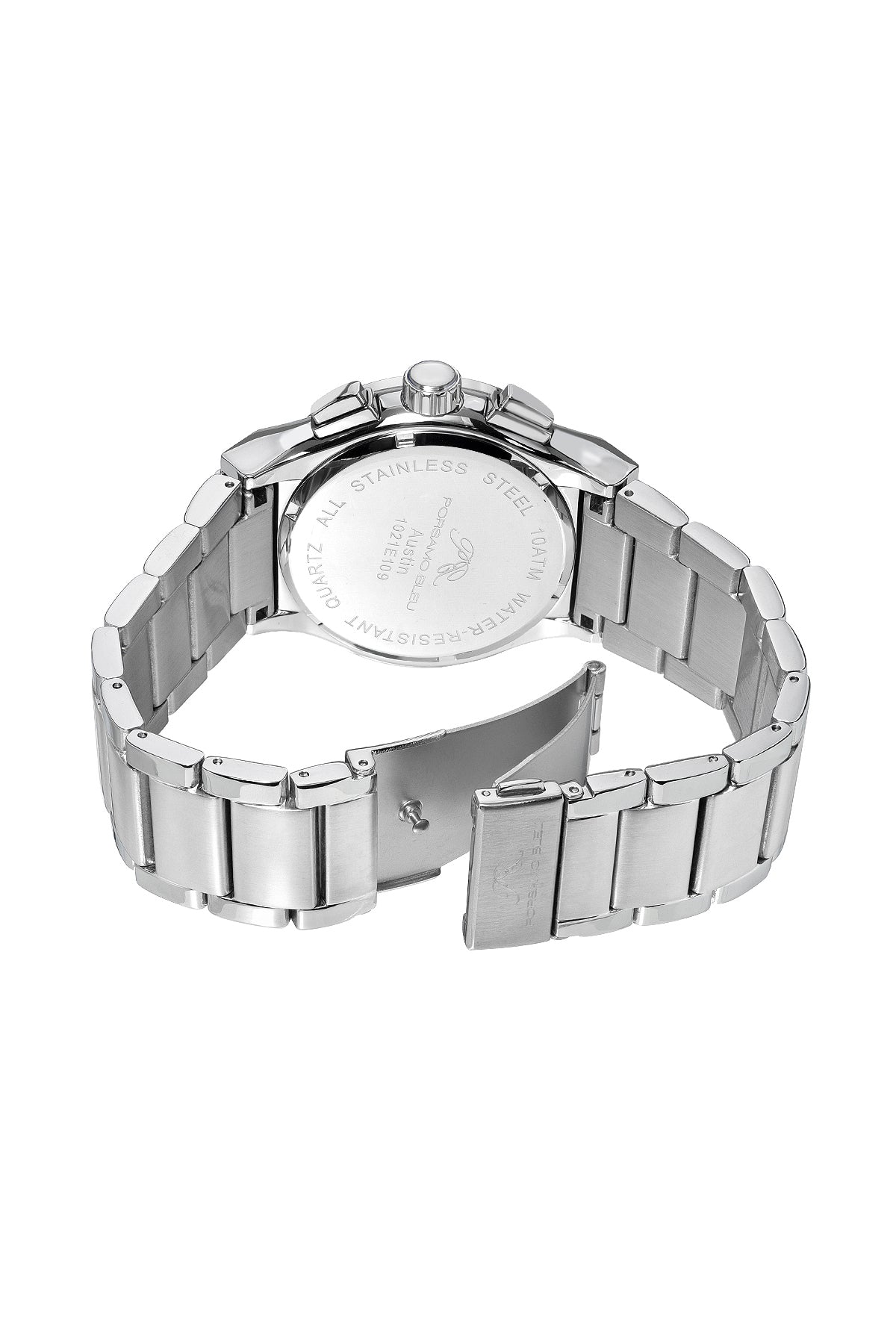 Porsamo Bleu Austin Luxury Chronograph Men's Stainless Steel Watch, Silver, Grey 1021EAUS