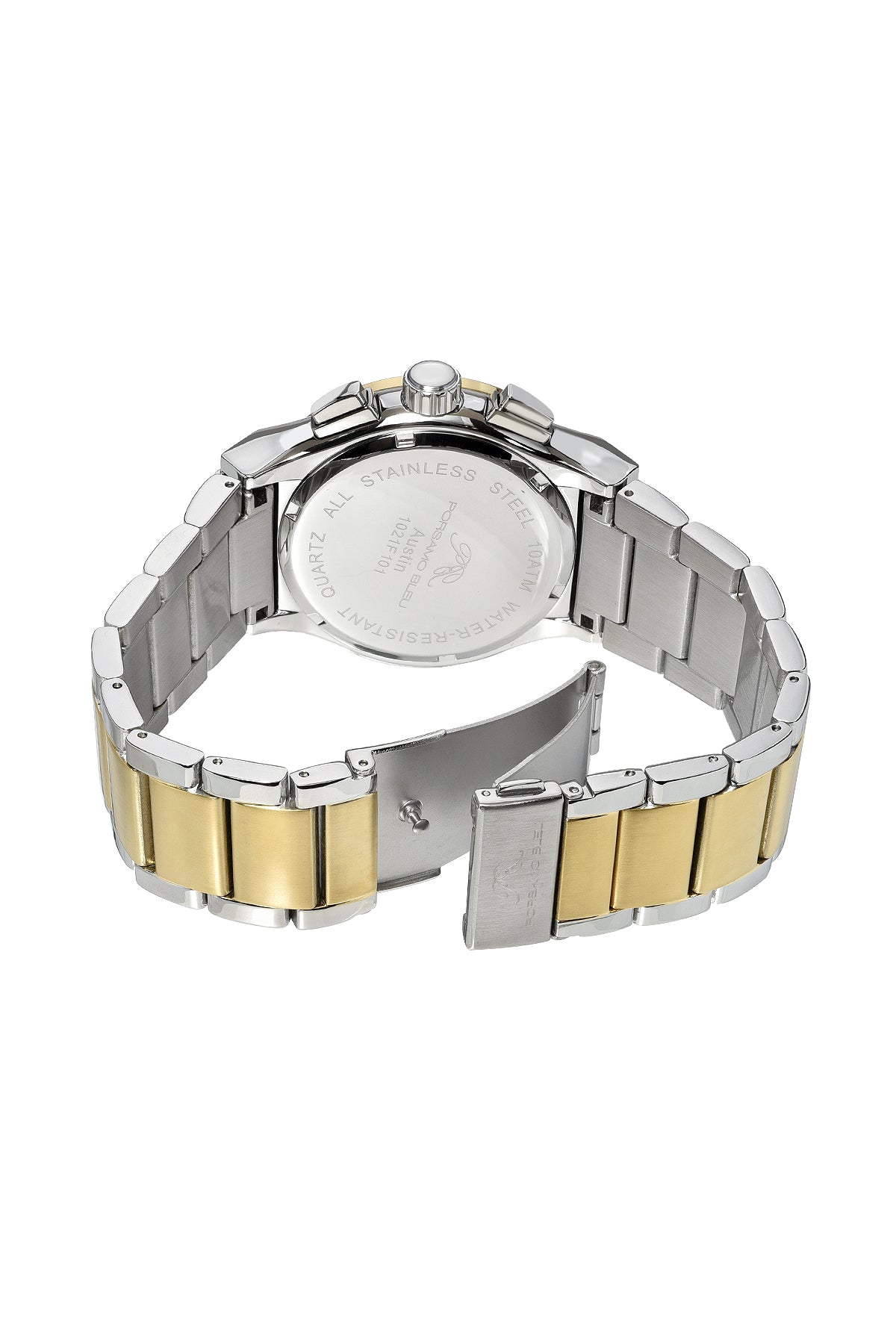 Porsamo Bleu Austin Luxury Chronograph Men's Stainless Steel Watch, Silver, Gold, White 1021FAUS