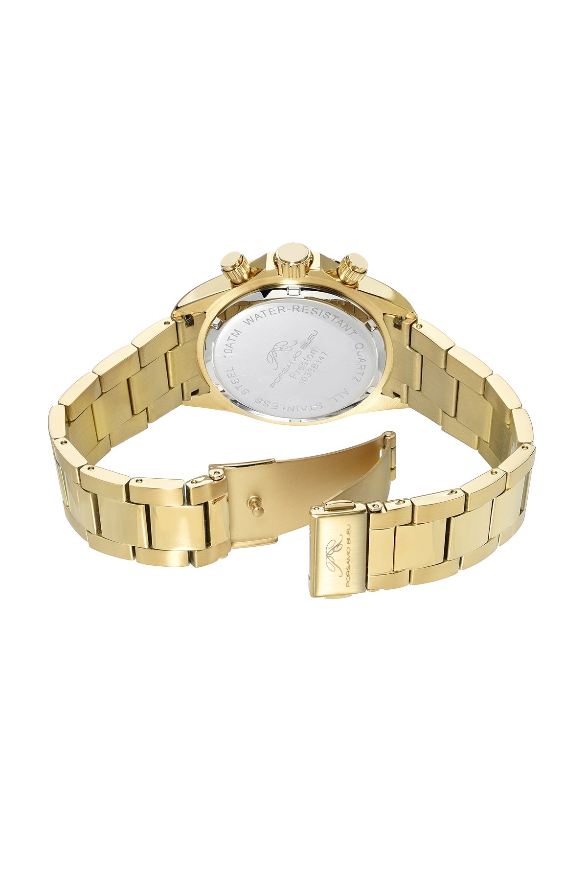 Porsamo Bleu Preston Luxury Multifunction Men's Stainless Steel Watch, Gold, Blue 1033BPRS