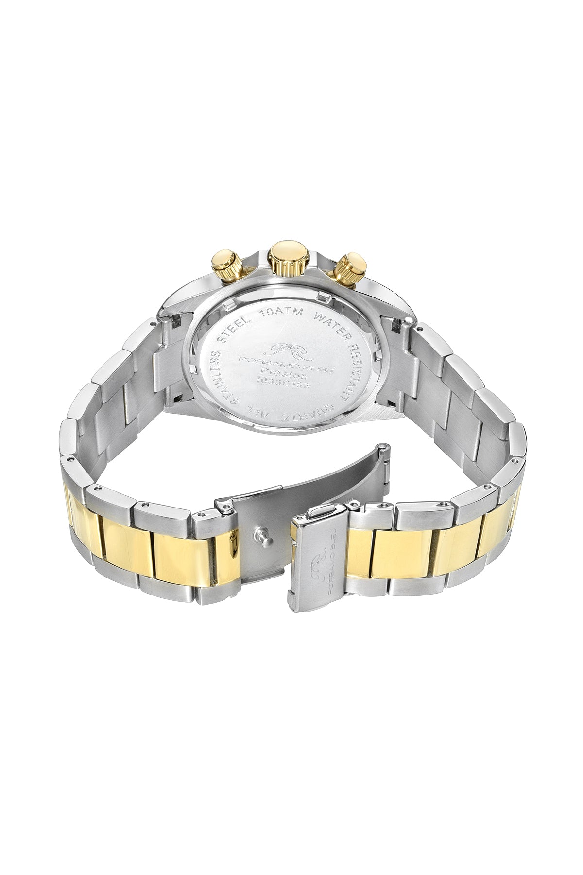 Porsamo Bleu Preston Luxury Multifunction Men's Stainless Steel Watch, Silver, Gold, Blue 1033CPRS