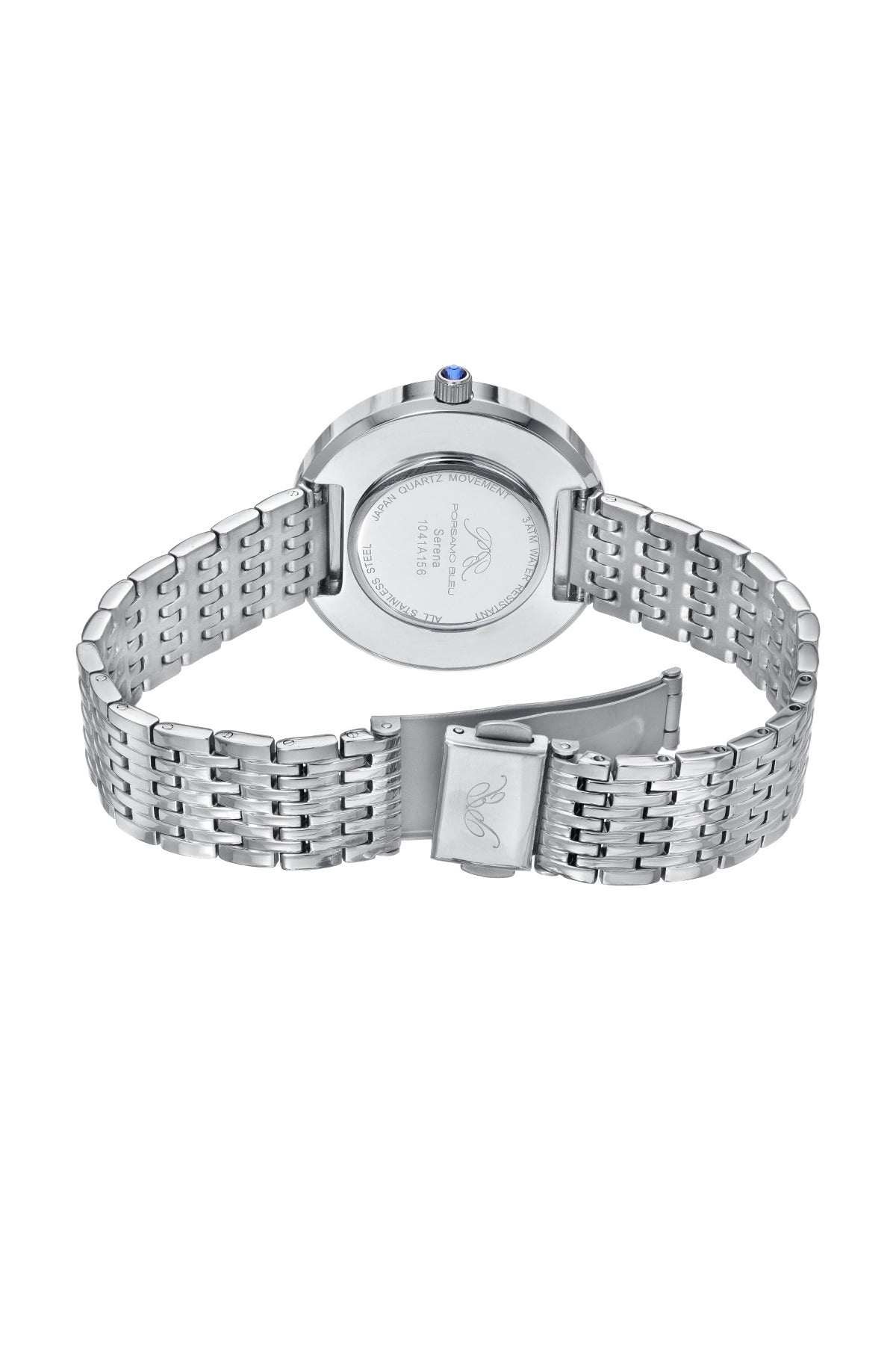 Porsamo Bleu Serena Luxury Women's Crystal Set Bezel Stainless Steel Watch, Silver 1041ASES