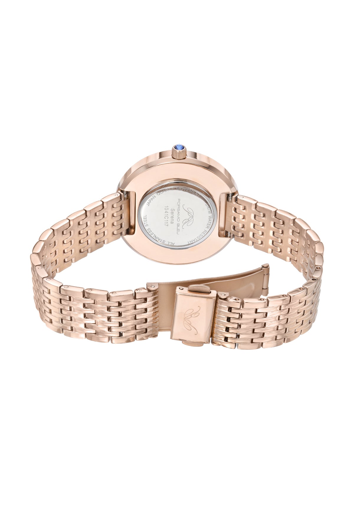 Porsamo Bleu Serena Luxury Women's Crystal Set Bezel Stainless Steel Watch, Rose 1041CSES