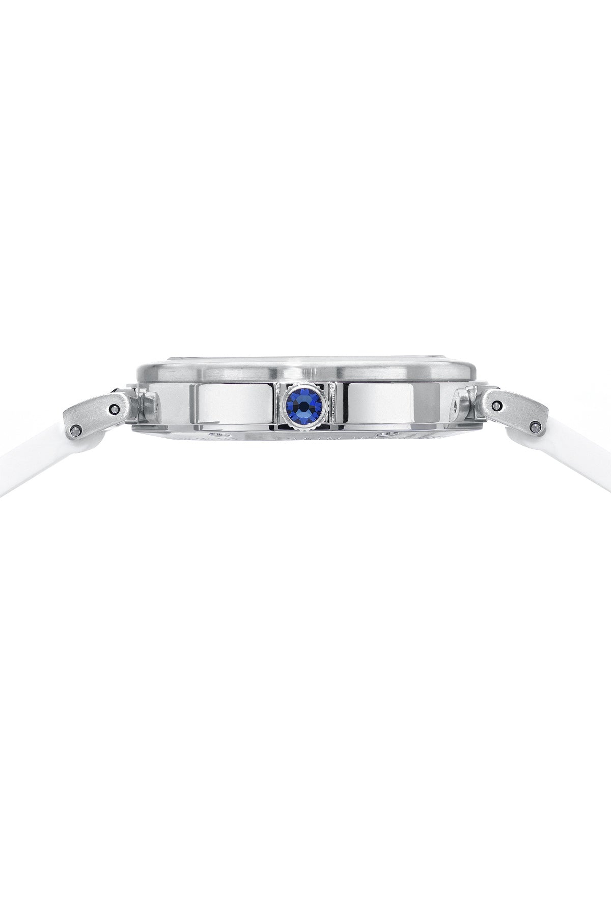 Porsamo Bleu Dahlia Luxury Crystal Hour Markers Women's Silicone Strap Watch, Silver, White 1052ADAR