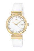 Porsamo Bleu Dahlia Luxury Crystal Hour Markers Women's Silicone Strap Watch, Gold, White 1052BDAR