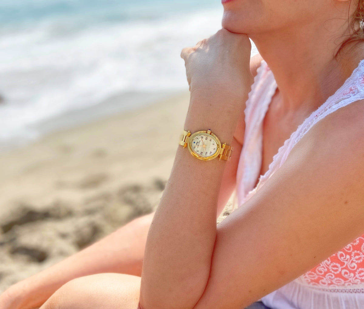 Porsamo Bleu South Sea Oval Luxury Women's Stainless Steel Watch, Gold 105CSSO