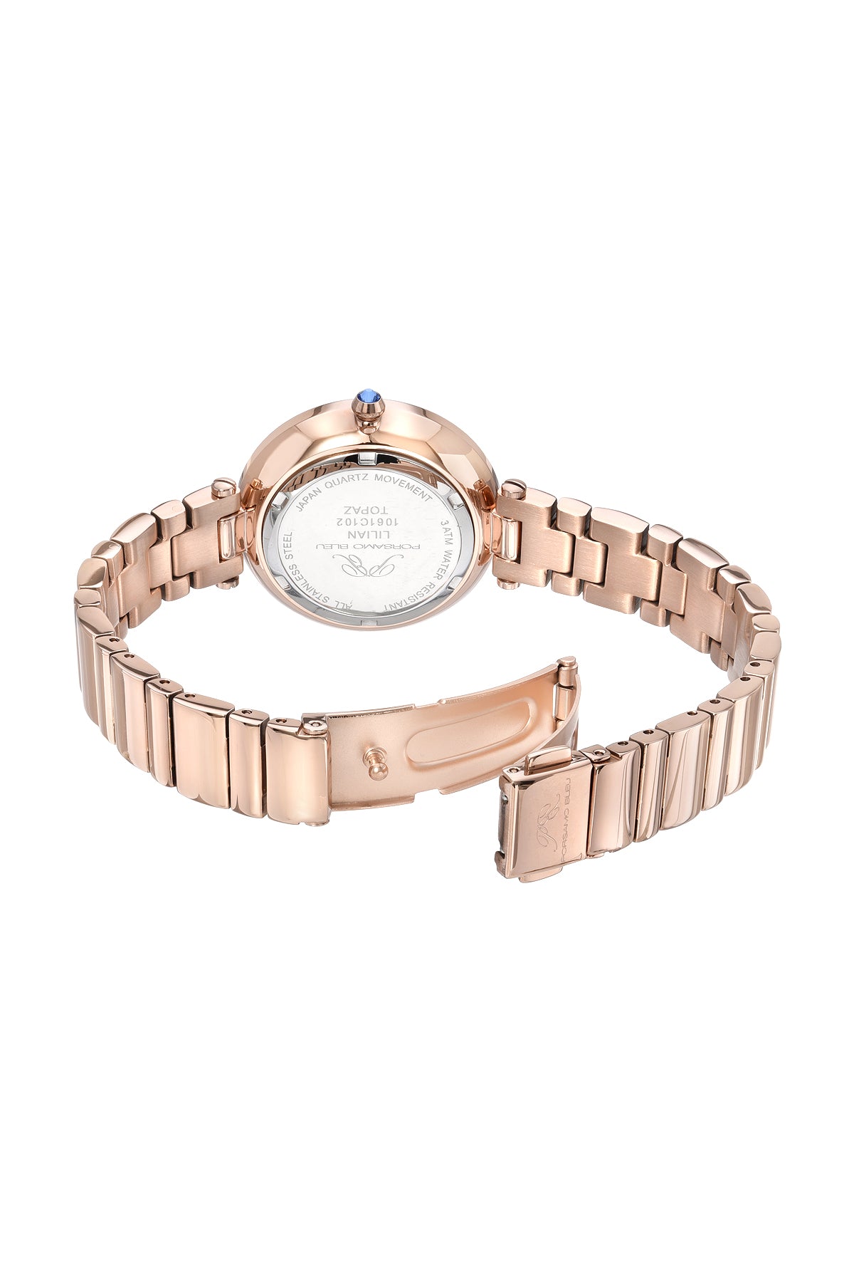Porsamo Bleu Lilian Luxury Topaz Women's Stainless Steel Watch, Rose, Blue 1061CLIS