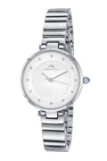 Porsamo Bleu Lilian Luxury Topaz Women's Stainless Steel Watch, Silver, Pink 1062ALIS