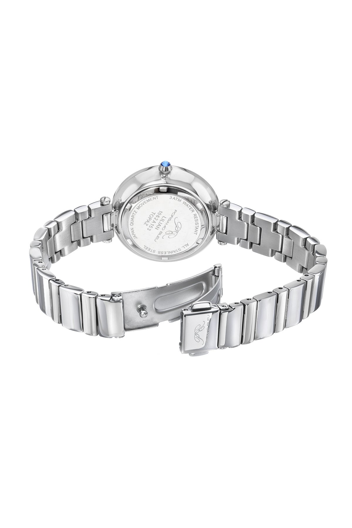 Porsamo Bleu Lilian Luxury Topaz Women's Stainless Steel Watch, Silver, Pink 1062ALIS