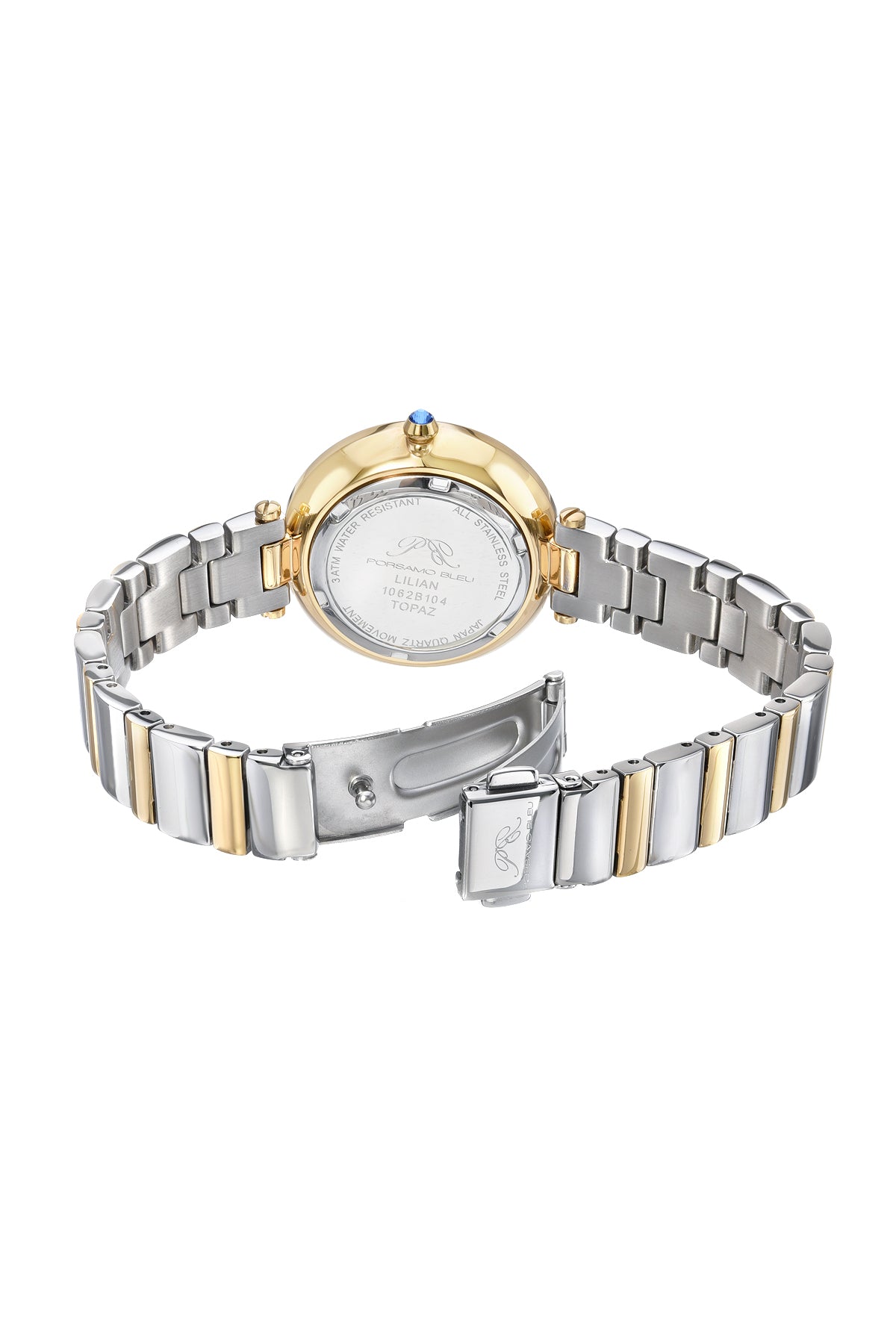 Porsamo Bleu Lilian Luxury Topaz Women's Stainless Steel Watch, Silver, Gold, White 1062BLIS