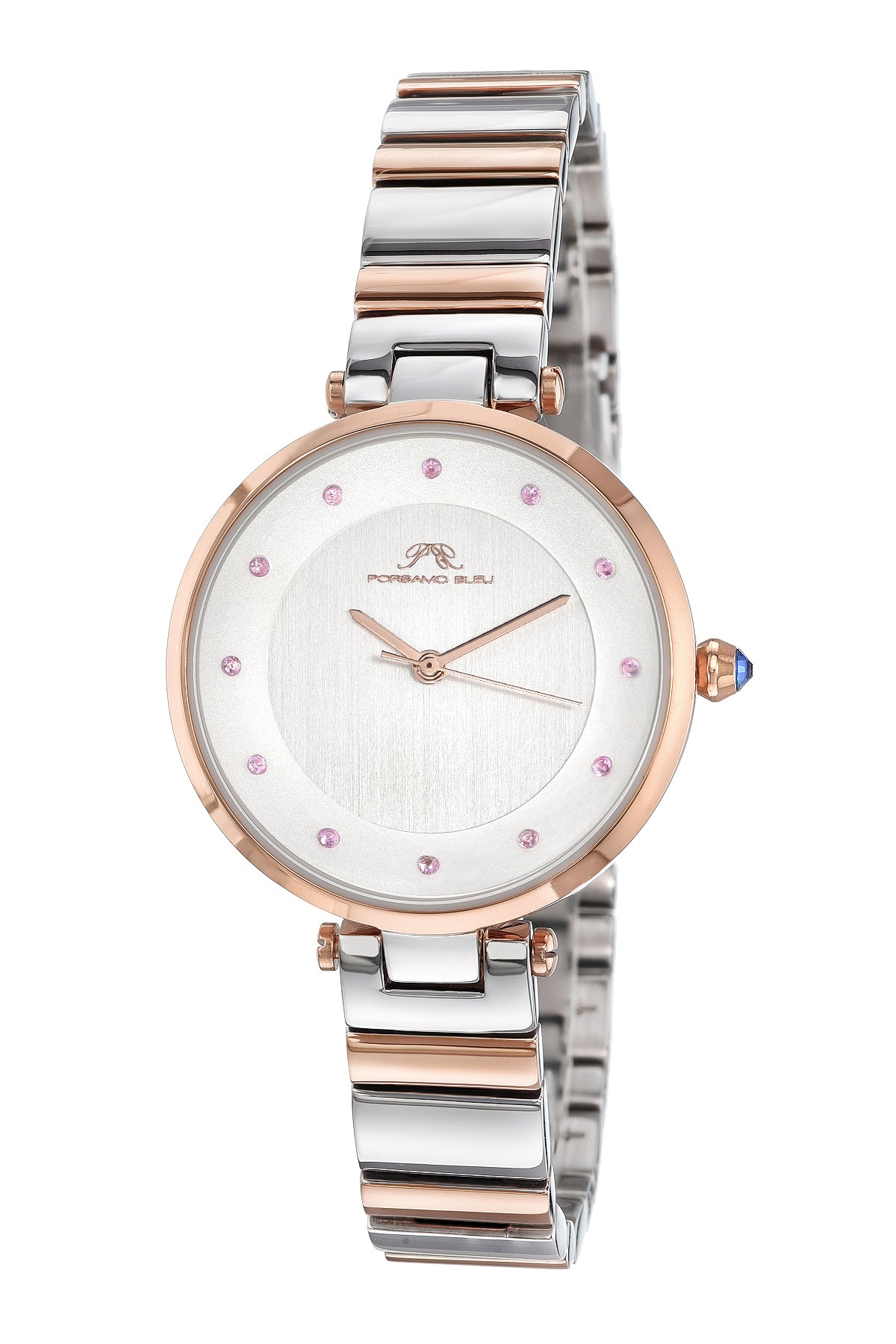 Porsamo Bleu Lilian Luxury Topaz Women's Stainless Steel Watch, Silver, Rose Pink 1062CLIS