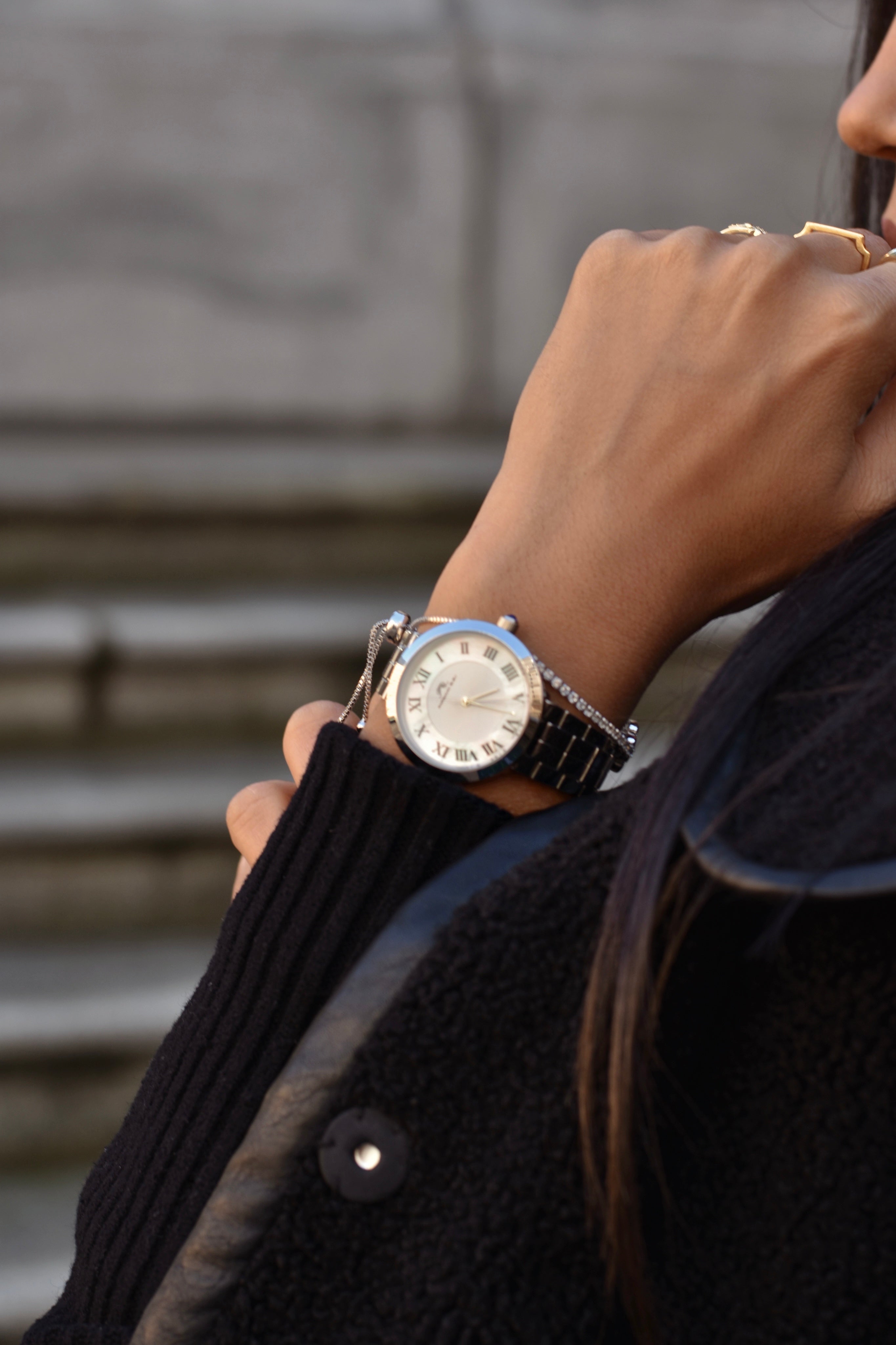Porsamo Bleu Helena Luxury Women's Stainless Steel Watch, Silver, White 1071AHES