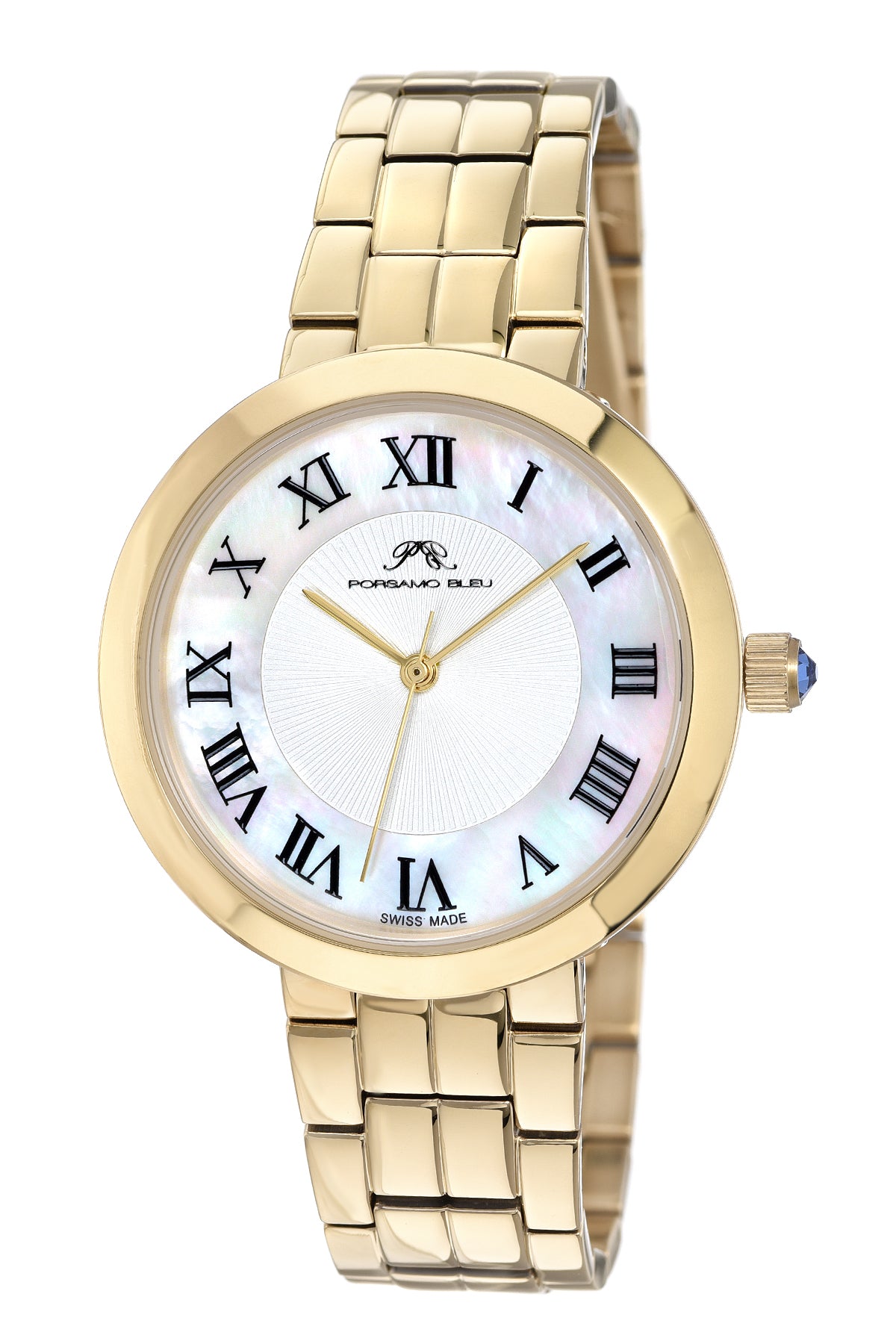 Porsamo Bleu Helena Luxury Women's Stainless Steel Watch, Gold, White 1071BHES