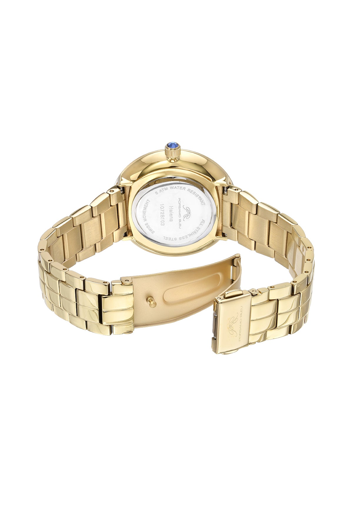 Porsamo Bleu Helena Luxury Women's Stainless Steel Watch, Gold, Baby Blue 1072BHES