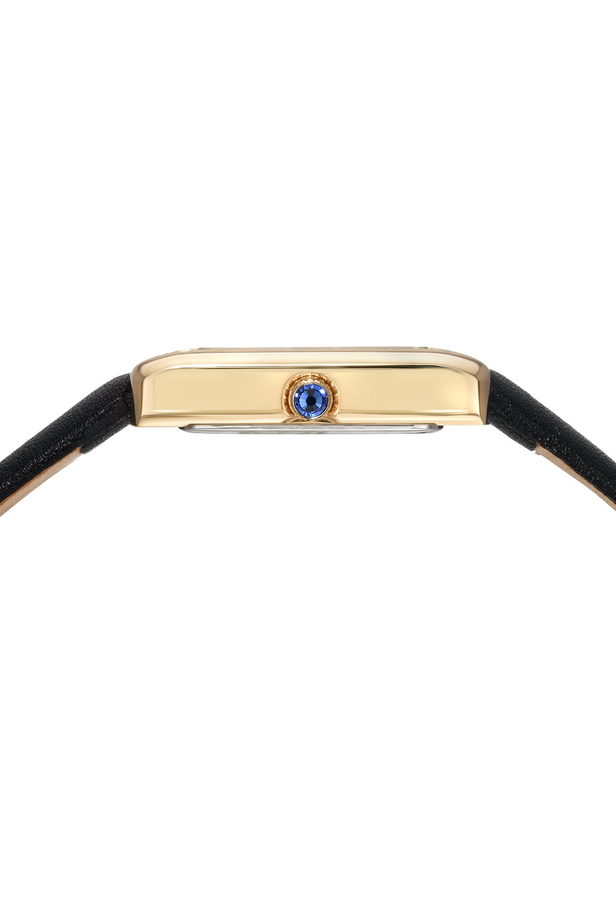Porsamo Bleu Karolina Luxury Diamond Rectangular Women's Genuine Leather Band Watch, Gold, Black 1082AKAL