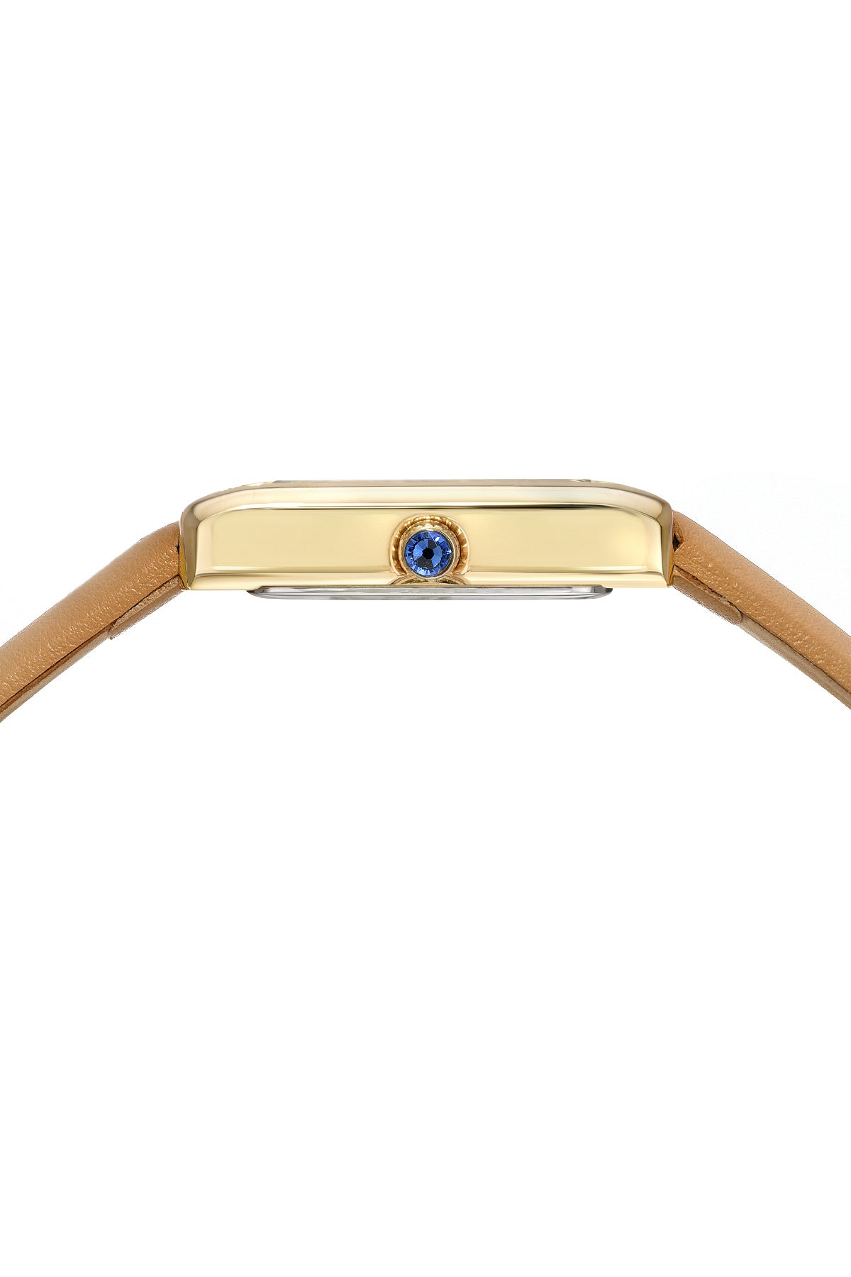 Porsamo Bleu Karolina Luxury Diamond Rectangular Women's Genuine Leather Band Watch, Gold, Cognac 1082CKAL