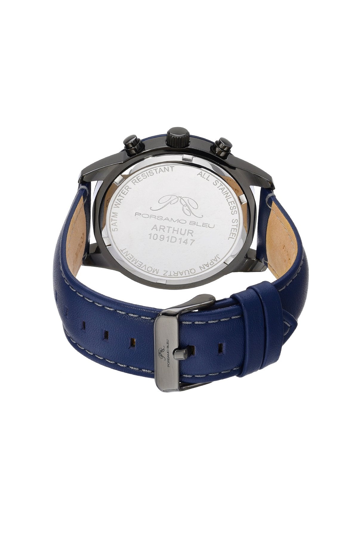 Porsamo Bleu Arthur Luxury Chronograph Men's Stainless Steel Watch, Silver, Blue 1091DARL