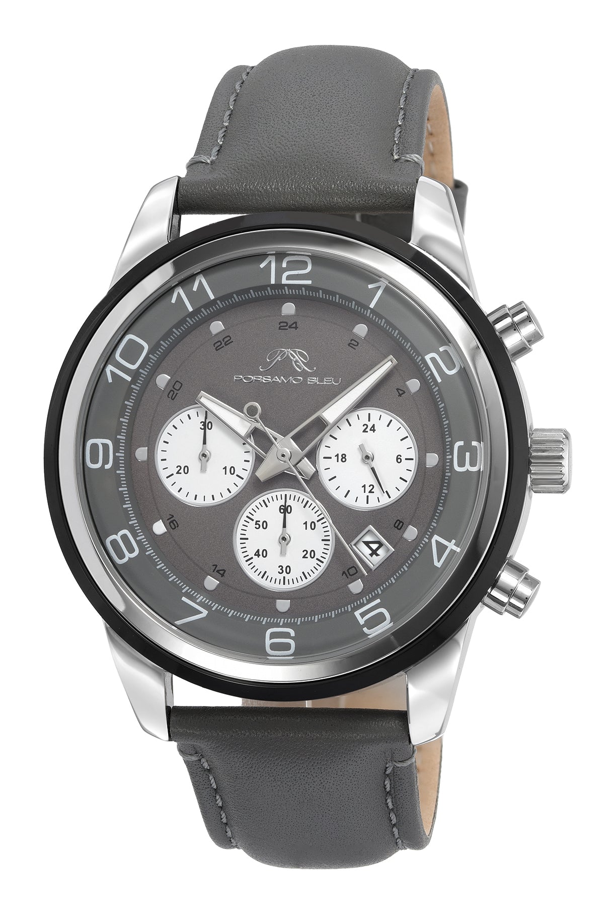 Porsamo Bleu Arthur Luxury Chronograph Men's Stainless Steel Watch, Silver, Grey 1091EARL