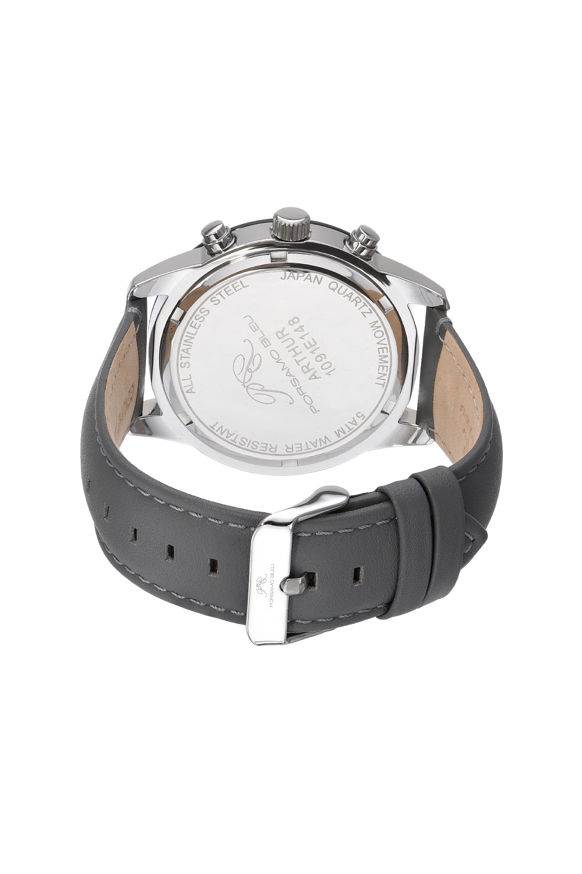 Porsamo Bleu Arthur Luxury Chronograph Men's Stainless Steel Watch, Silver, Grey 1091EARL