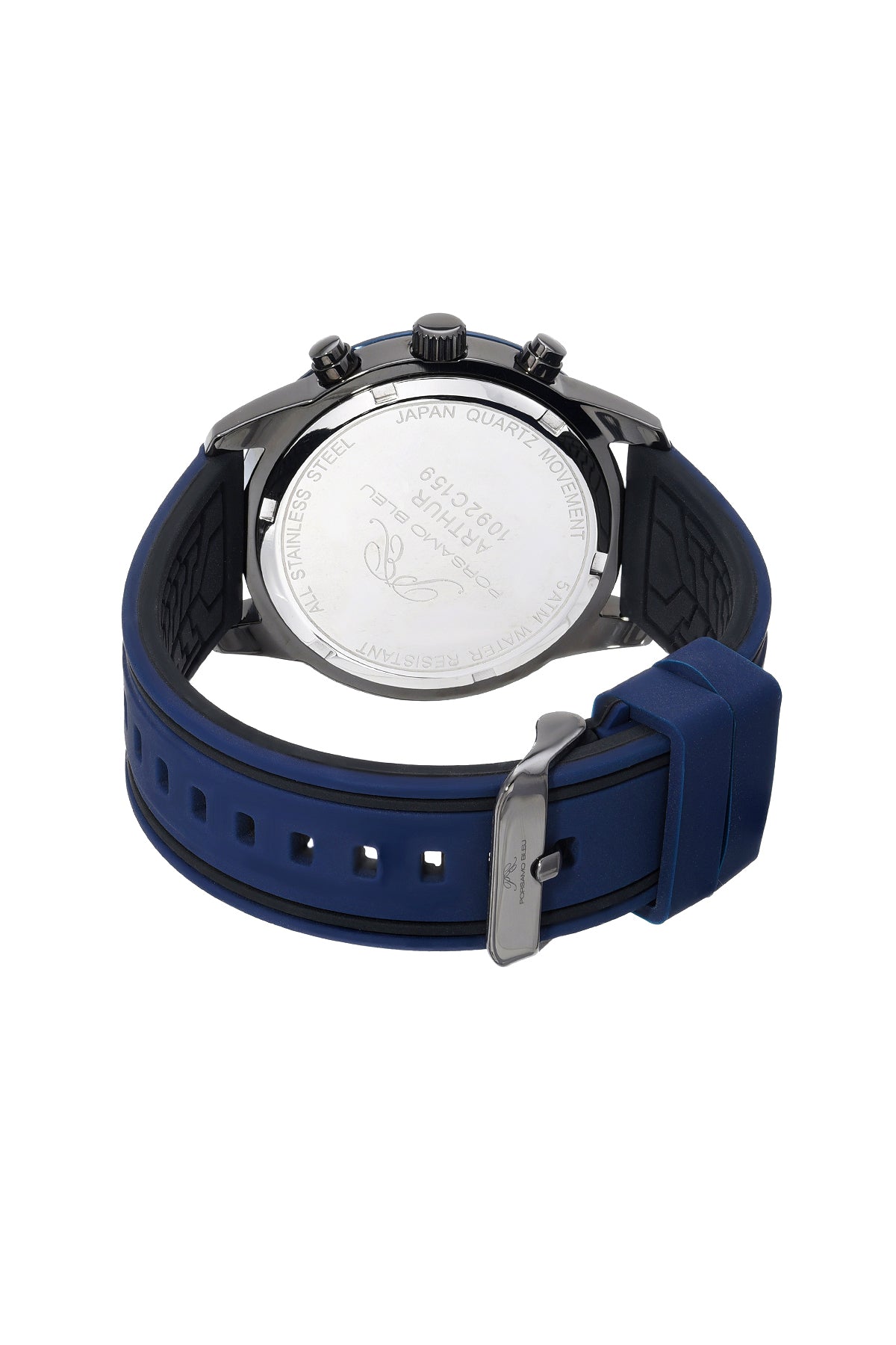 Porsamo Bleu Arthur Luxury Chronograph Men's Silicone Strap Watch, Gunmetal, Blue 1092CARR