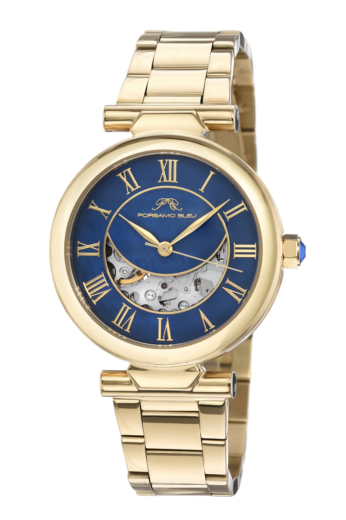 Porsamo Bleu Colette Luxury Automatic Women's Stainless Steel Watch, Gold, Blue 1102BCOS