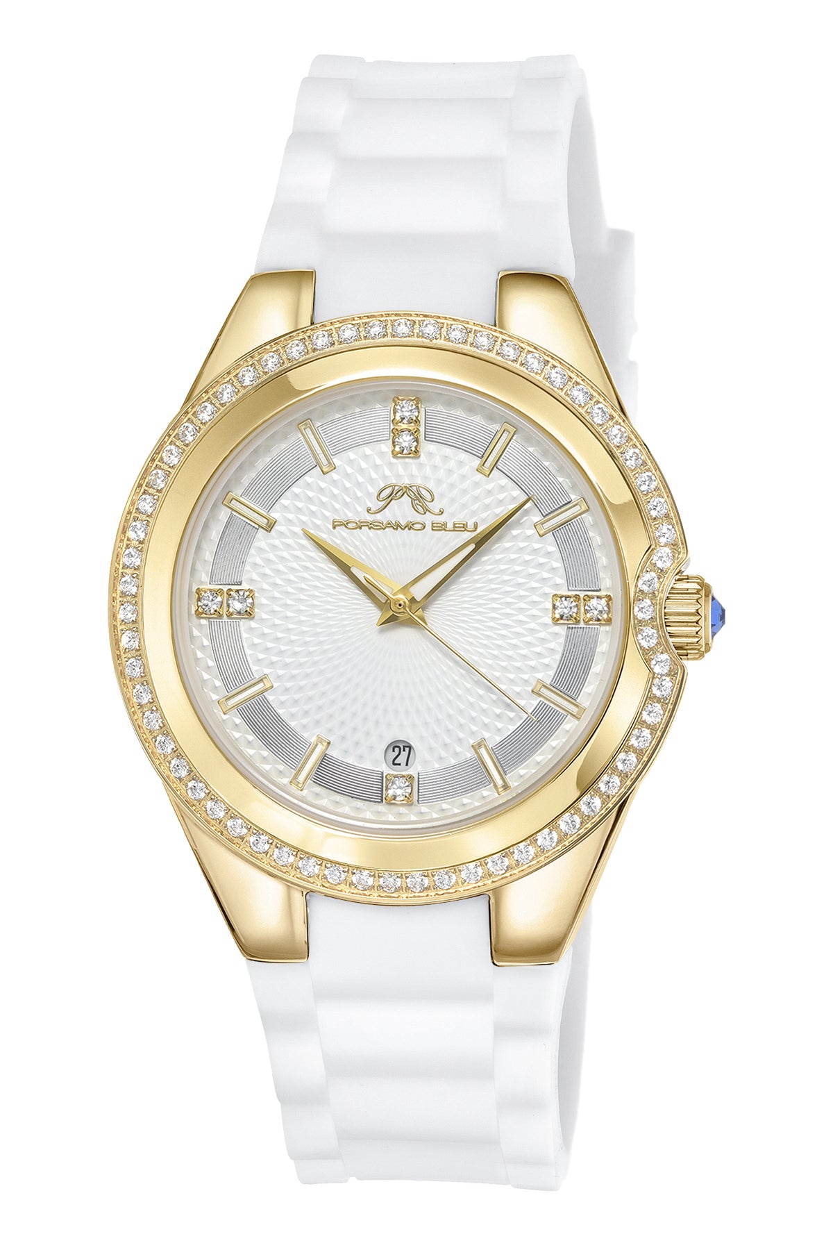 Porsamo Bleu Guilia Luxury Women's Stainless Steel Watch, Interchangeable Bands, Gold, White 1121DGUS