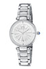 Porsamo Bleu Madison Luxury Women's Stainless Steel Watch, Silver With White Guilloche Dial 1151AMAS