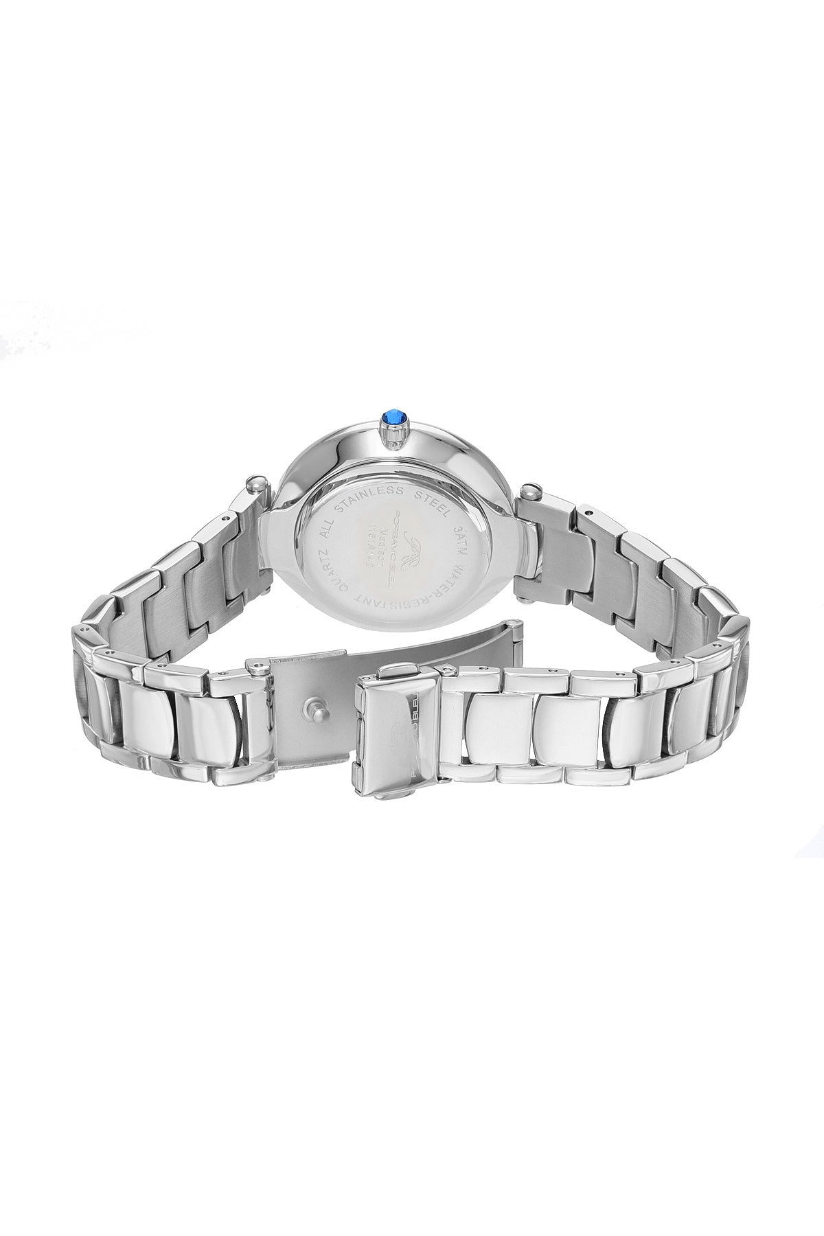 Porsamo Bleu Madison Luxury Women's Stainless Steel Watch, Silver With White Guilloche Dial 1151AMAS
