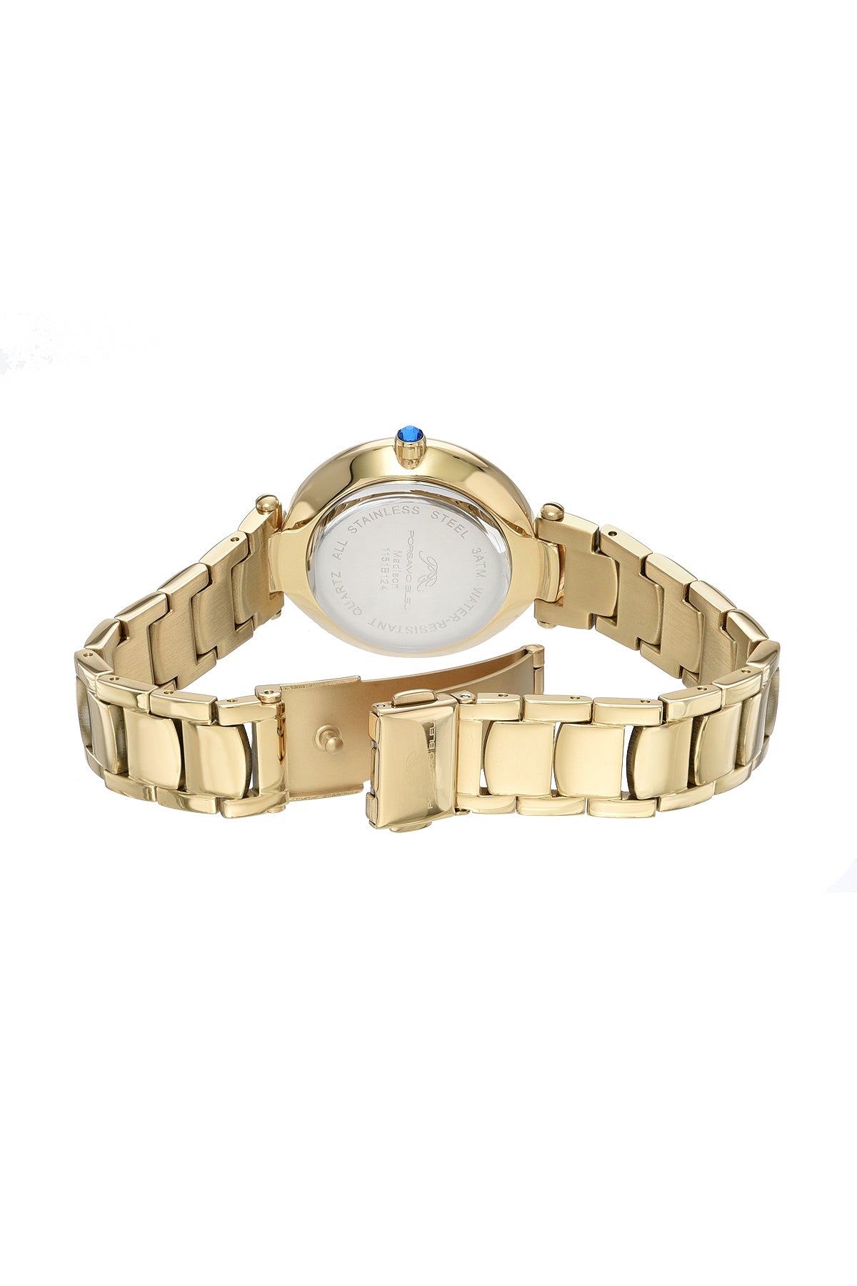 Porsamo Bleu Madison Luxury Women's Stainless Steel Watch, Gold With White Guilloche Dial 1151BMAS
