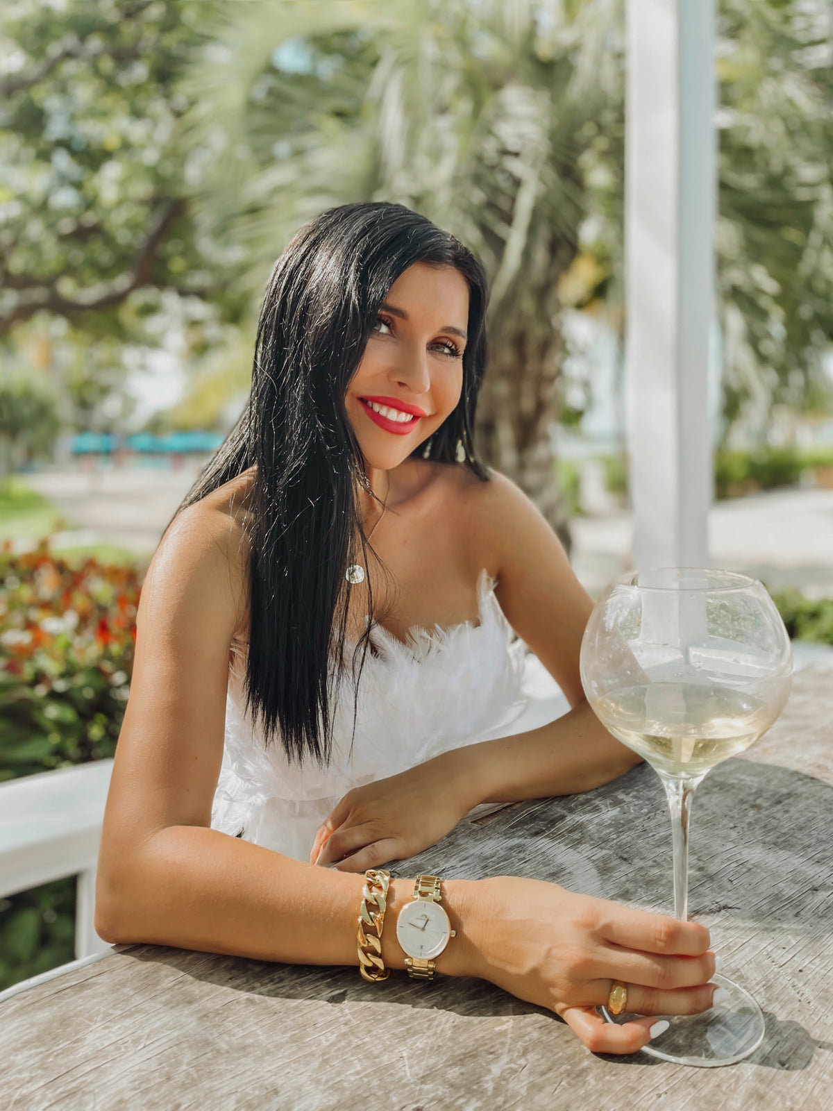 Porsamo Bleu Madison Luxury Women's Stainless Steel Watch, Gold With White Guilloche Dial 1151BMAS