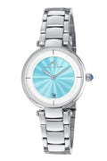 Porsamo Bleu Madison Luxury Women's Stainless Steel Watch, Silver With Turquoise Guilloche Dial 1151DMAS