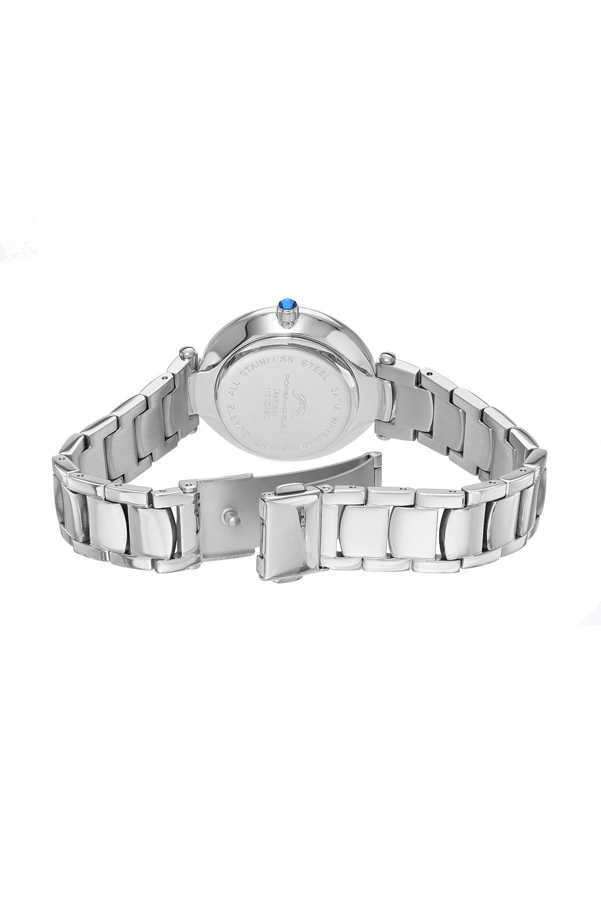 Porsamo Bleu Madison Luxury Women's Stainless Steel Watch, Silver With Turquoise Guilloche Dial 1151DMAS
