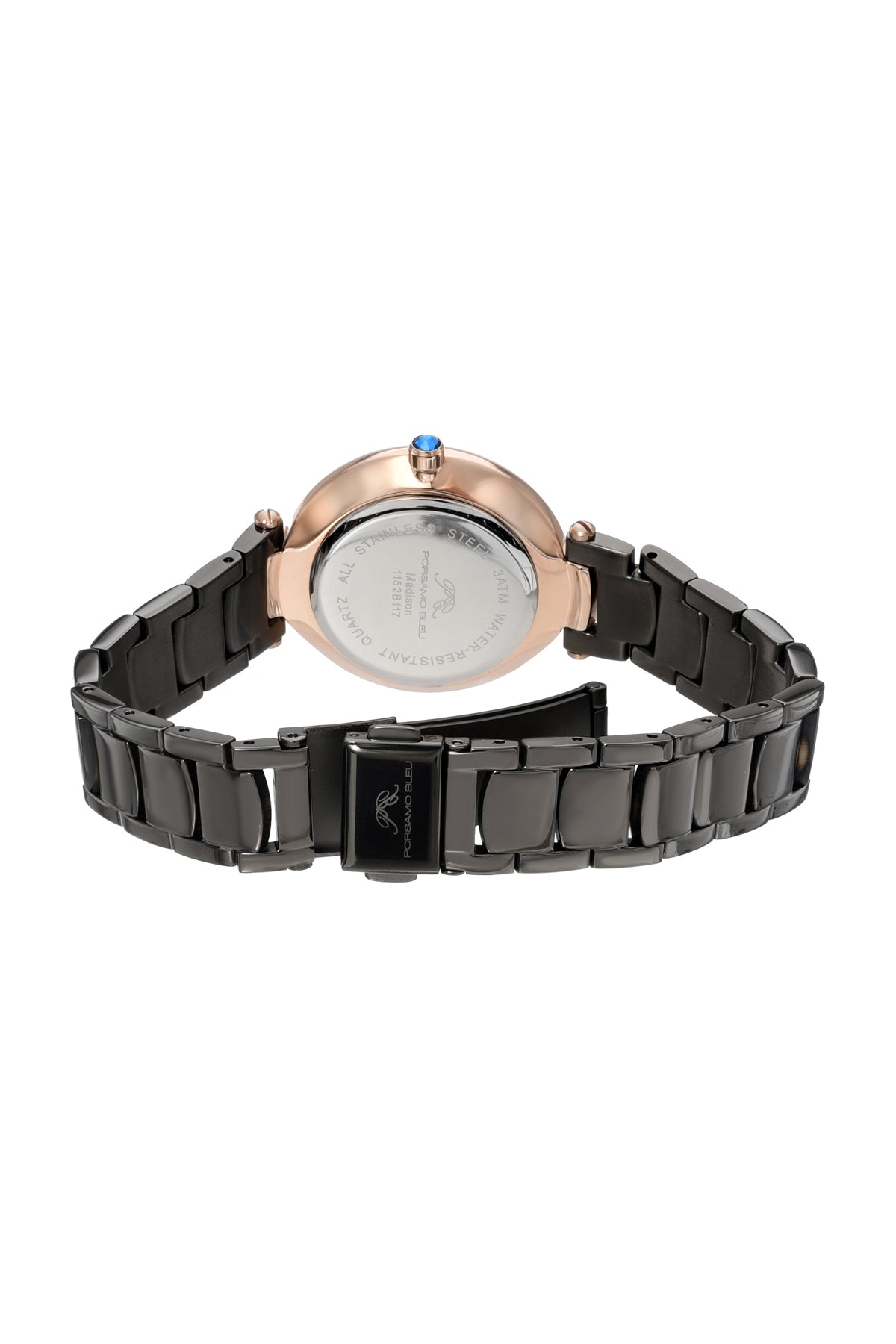 Porsamo Bleu Madison Luxury Women's Stainless Steel Watch, Rose With Grey Guilloche Dial 1152BMAS